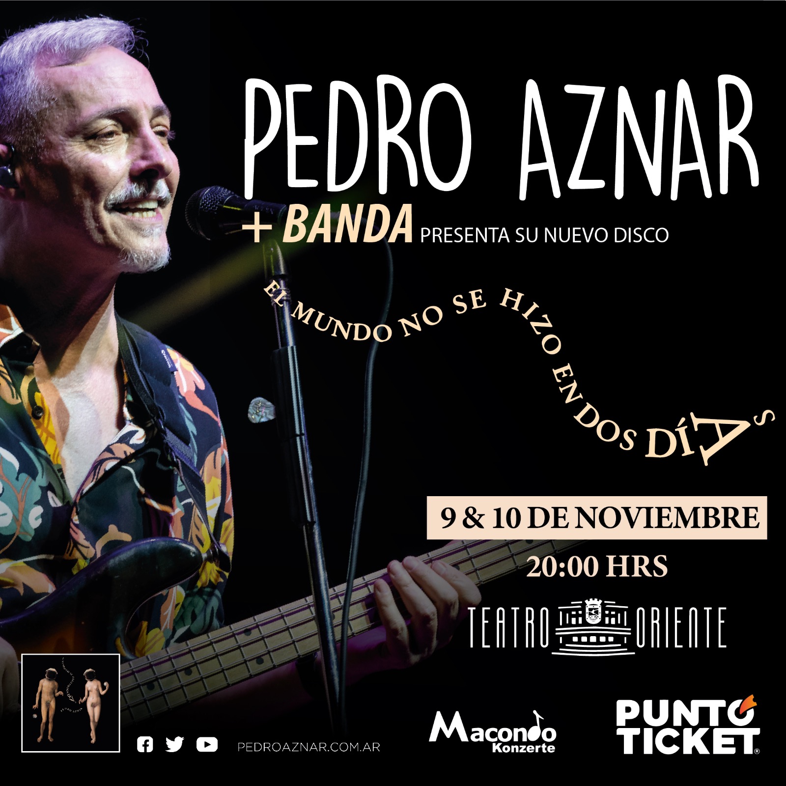 Pedro Aznar to present two shows at Teatro Oriente